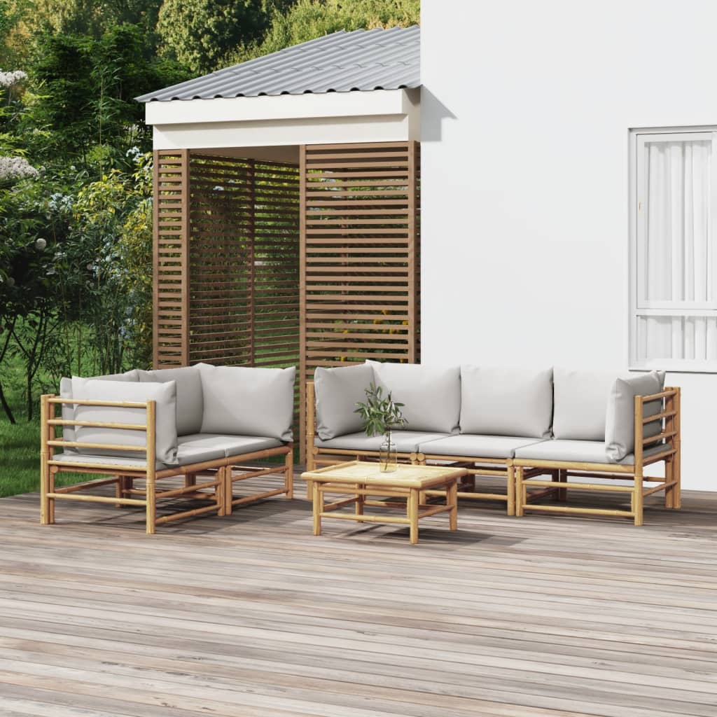 Set Salotto da Giardino 6pz con Cuscini Grigio Chiaro BambÃ¹