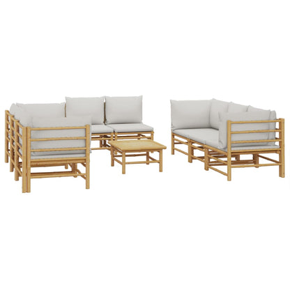 Set Salotto da Giardino 9pz con Cuscini Grigio Chiaro BambÃƒÂ¹