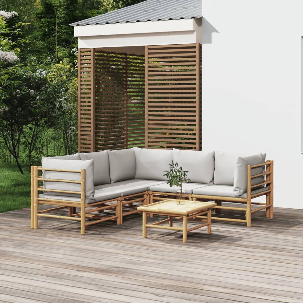 Set Salotto da Giardino 6pz con Cuscini Grigio Chiaro BambÃ¹