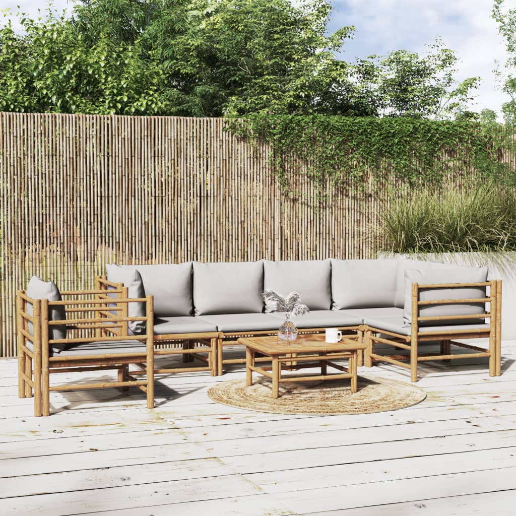 Set Salotto da Giardino 7pz con Cuscini Grigio Chiaro BambÃ¹