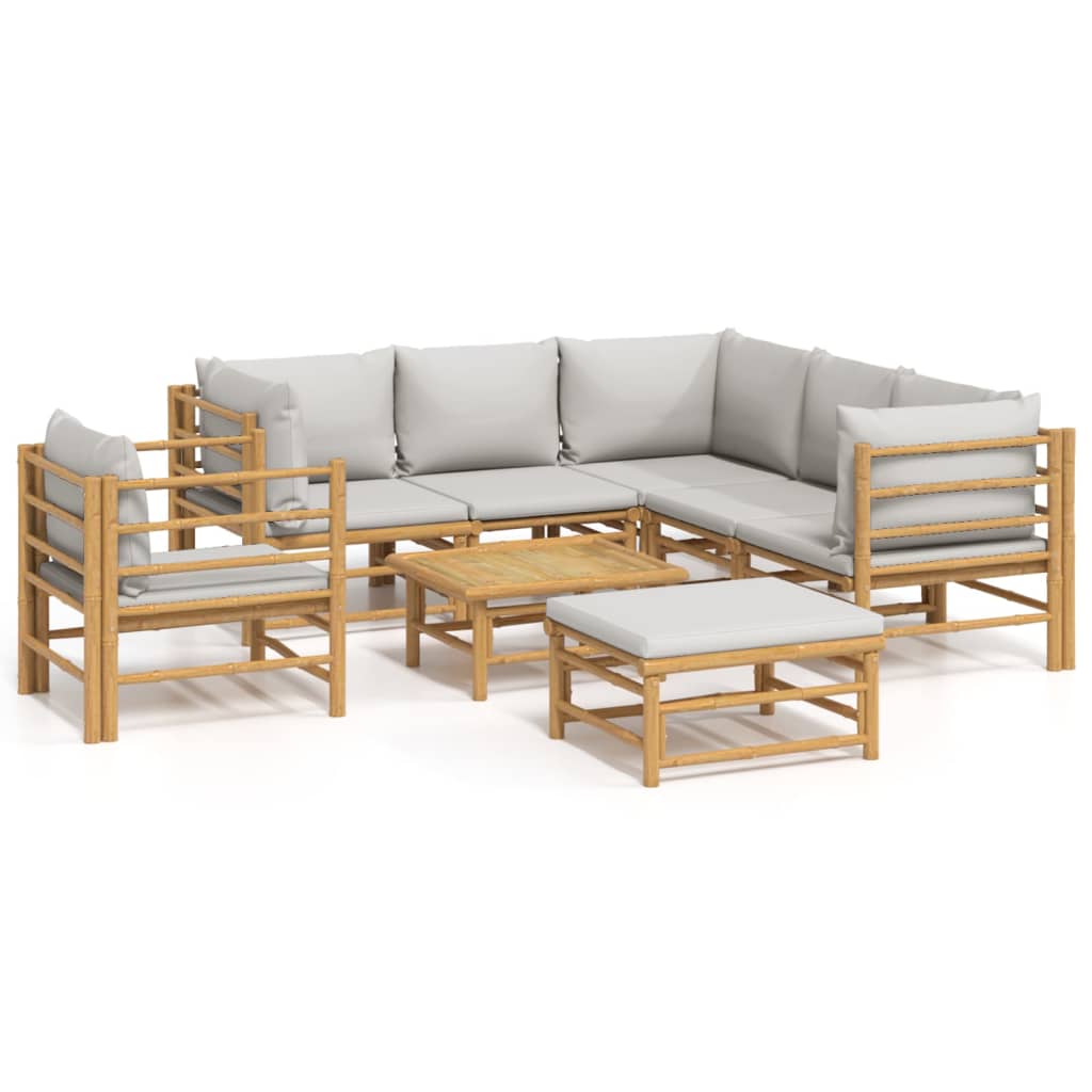 Set Salotto da Giardino 8pz con Cuscini Grigio Chiaro BambÃ¹