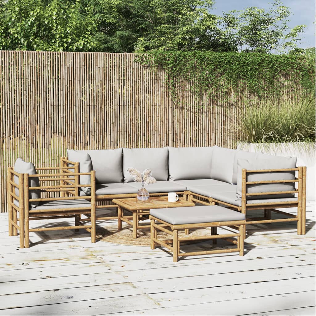 Set Salotto da Giardino 8pz con Cuscini Grigio Chiaro BambÃ¹