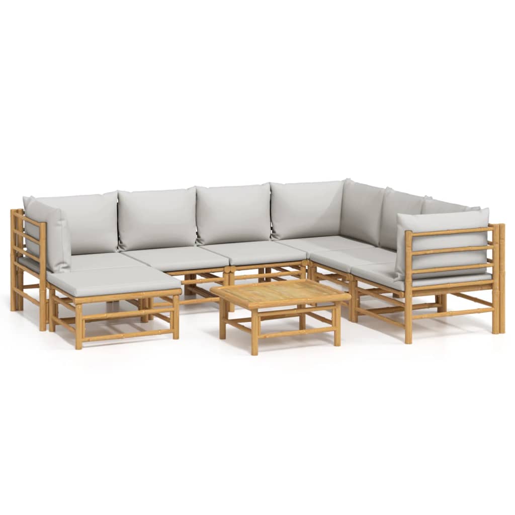 Set Salotto da Giardino 8pz con Cuscini Grigio Chiaro BambÃ¹