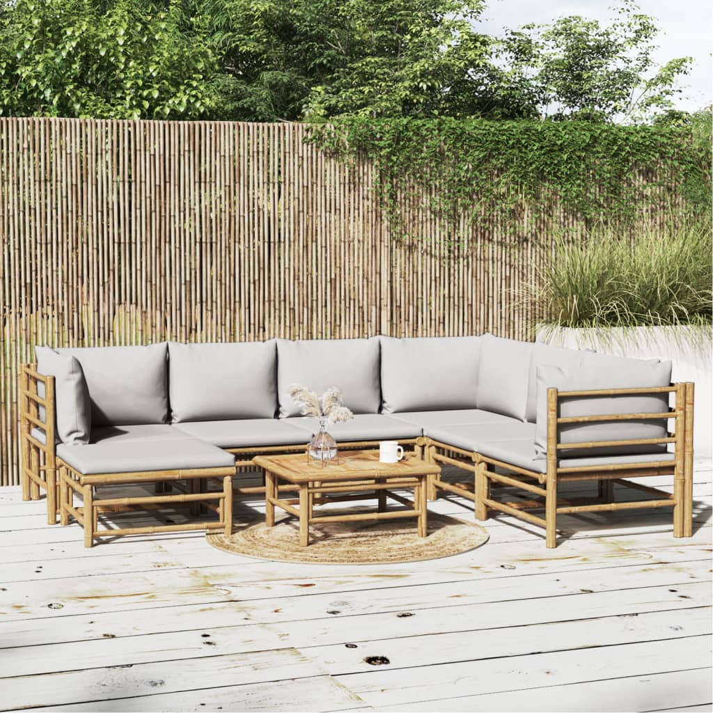 Set Salotto da Giardino 8pz con Cuscini Grigio Chiaro BambÃ¹