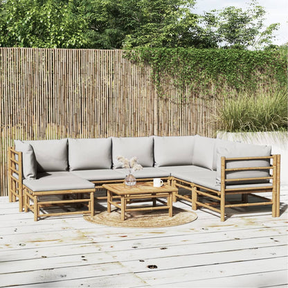 Set Salotto da Giardino 8pz con Cuscini Grigio Chiaro BambÃ¹
