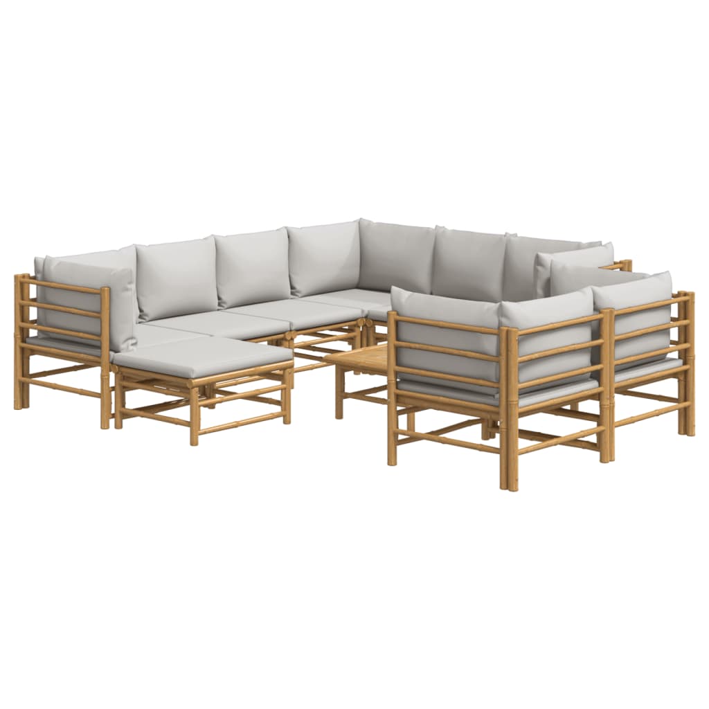 Set Salotto da Giardino 10pz con Cuscini Grigio Chiaro BambÃ¹