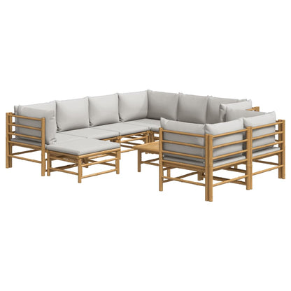 Set Salotto da Giardino 10pz con Cuscini Grigio Chiaro BambÃ¹