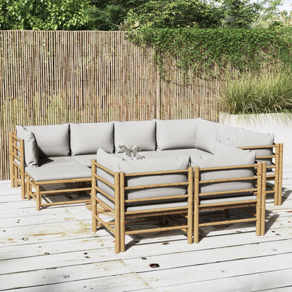 Set Salotto da Giardino 10pz con Cuscini Grigio Chiaro BambÃ¹
