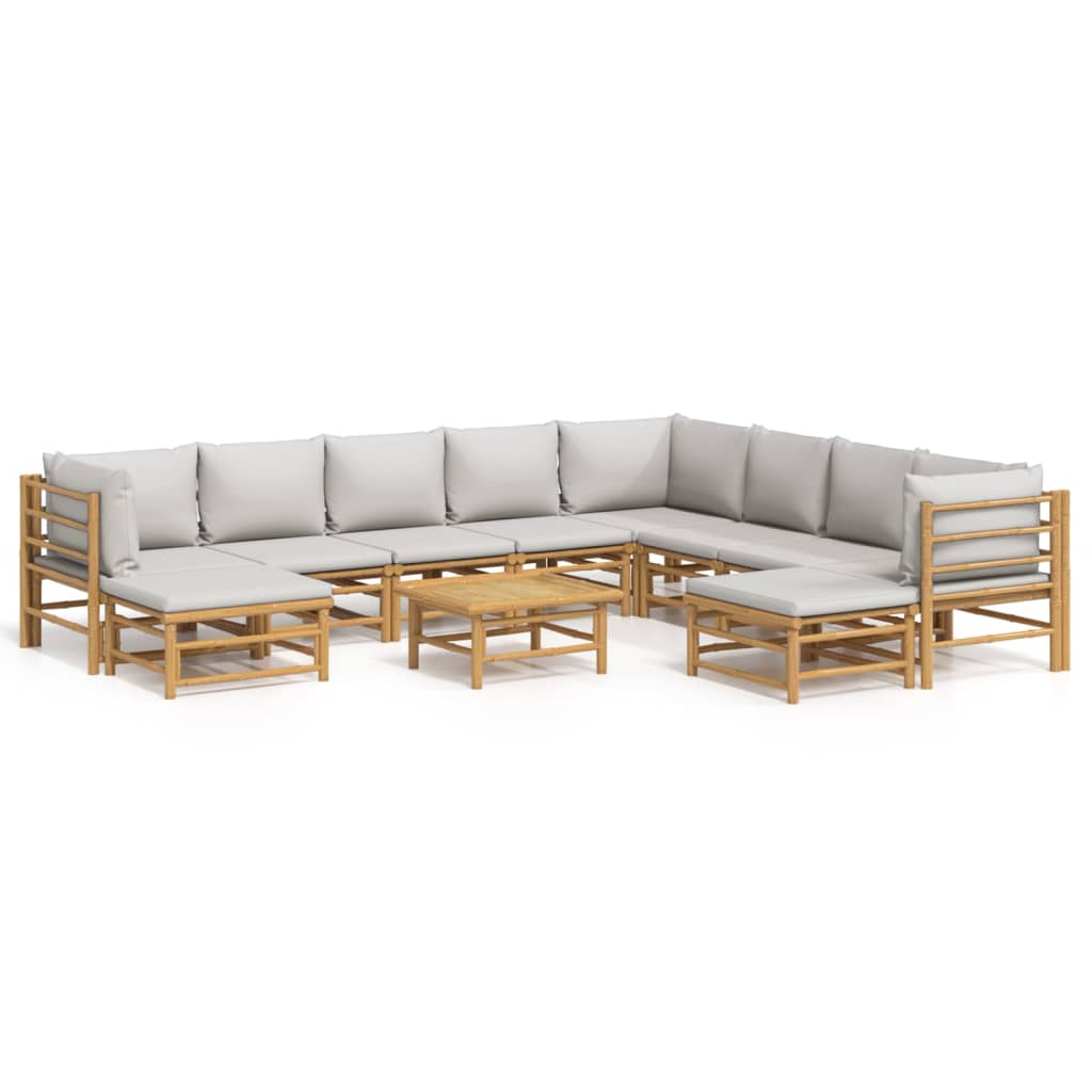 Set Salotto da Giardino 11pz con Cuscini Grigio Chiaro BambÃ¹