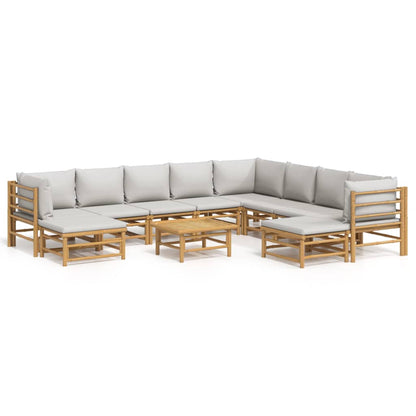 Set Salotto da Giardino 11pz con Cuscini Grigio Chiaro BambÃ¹