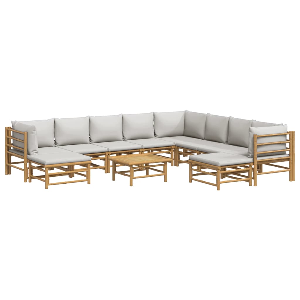 Set Salotto da Giardino 11pz con Cuscini Grigio Chiaro BambÃ¹