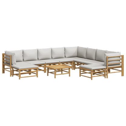 Set Salotto da Giardino 11pz con Cuscini Grigio Chiaro BambÃ¹
