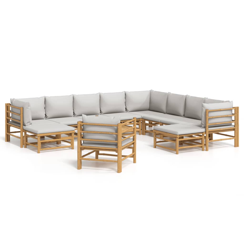 Set Salotto da Giardino 12pz con Cuscini Grigio Chiaro BambÃ¹