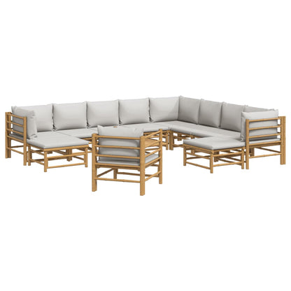 Set Salotto da Giardino 12pz con Cuscini Grigio Chiaro BambÃ¹