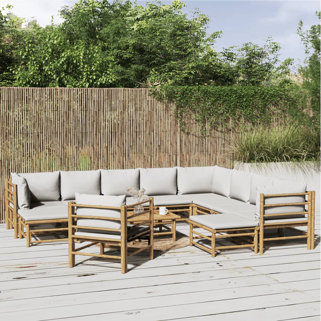 Set Salotto da Giardino 12pz con Cuscini Grigio Chiaro BambÃ¹