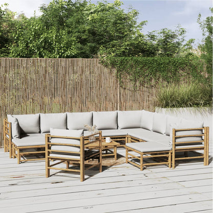 Set Salotto da Giardino 12pz con Cuscini Grigio Chiaro BambÃ¹
