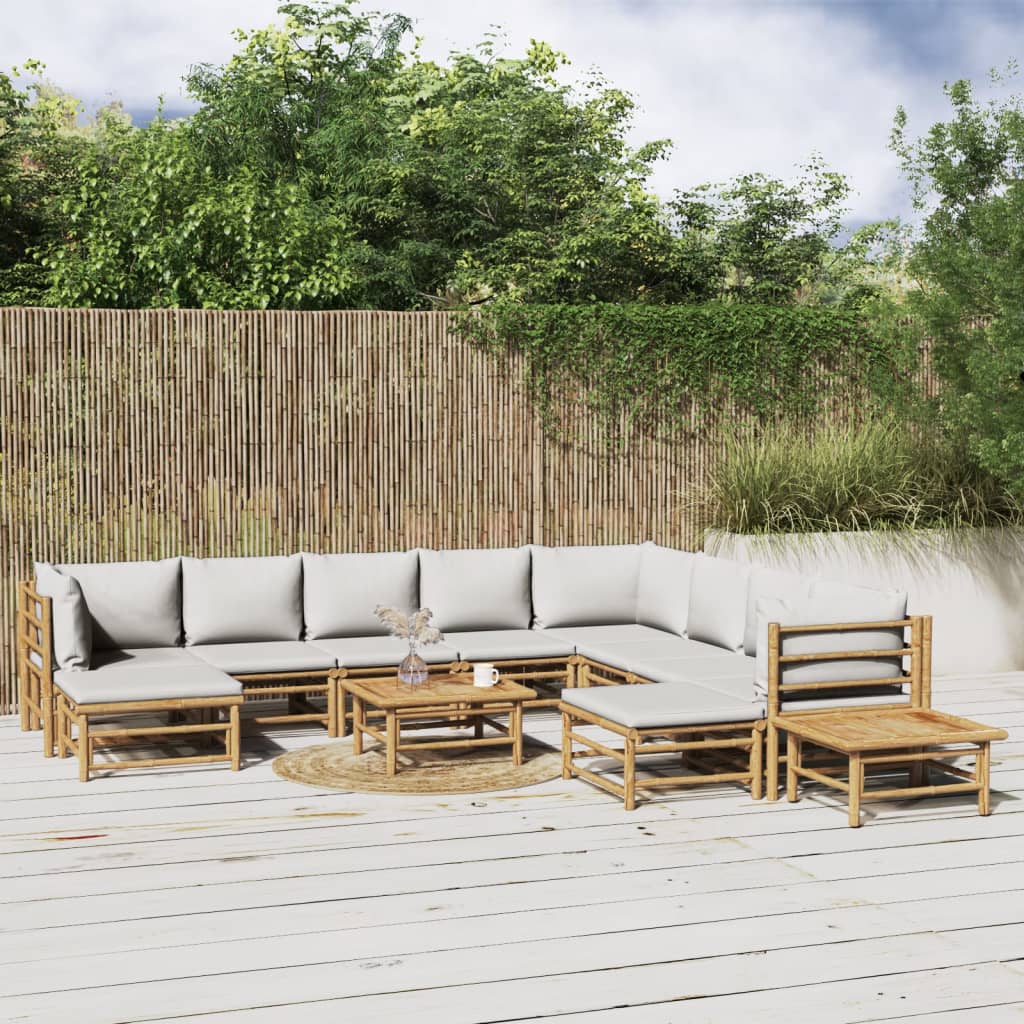 Set Salotto da Giardino 12pz con Cuscini Grigio Chiaro BambÃ¹