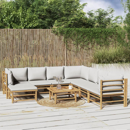 Set Salotto da Giardino 9pz con Cuscini Grigio Chiaro BambÃƒÂ¹