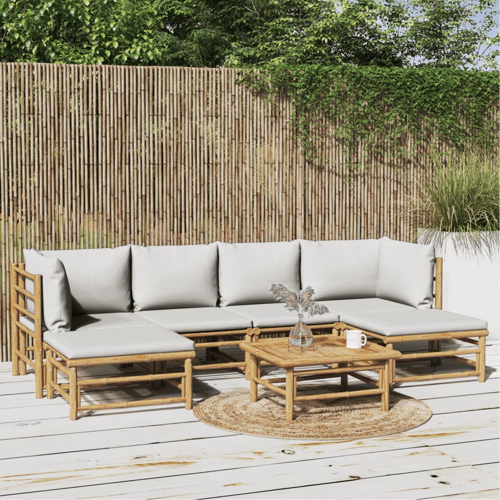 Set Salotto da Giardino 7pz con Cuscini Grigio Chiaro BambÃ¹