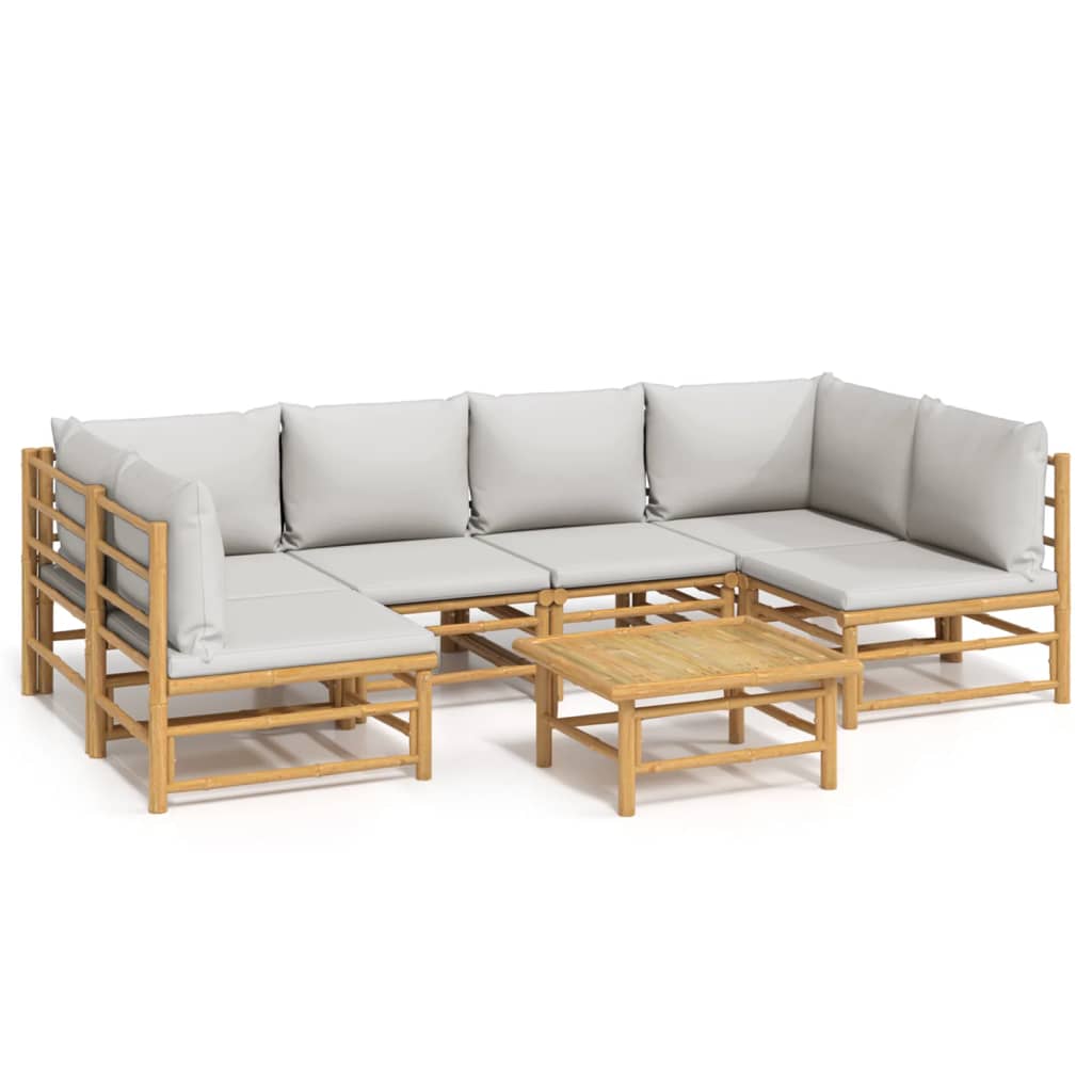 Set Salotto da Giardino 7pz con Cuscini Grigio Chiaro BambÃ¹