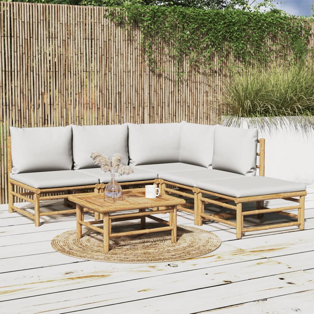 Set Salotto da Giardino 6pz con Cuscini Grigio Chiaro BambÃ¹