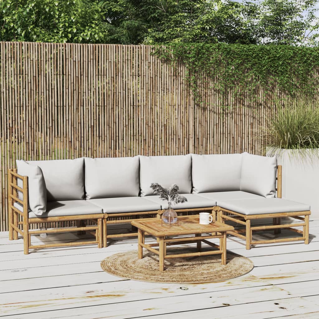 Set Salotto da Giardino 6pz con Cuscini Grigio Chiaro BambÃ¹