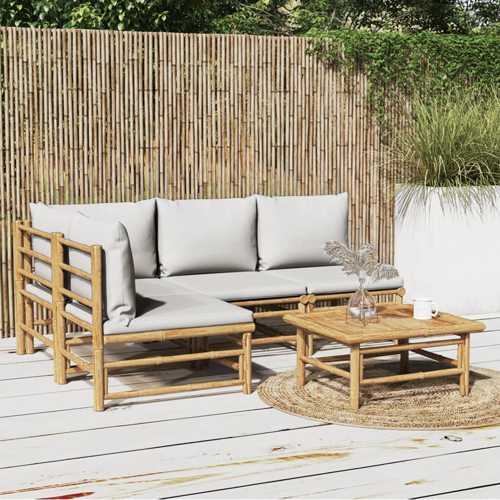 Set Salotto da Giardino 5pz con Cuscini Grigio Chiaro BambÃ¹