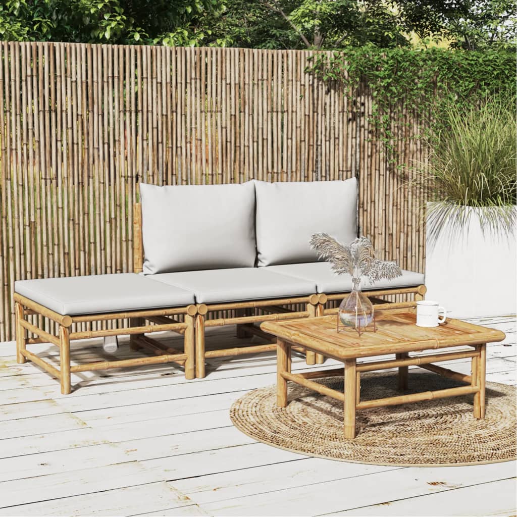Set Salotto da Giardino 4pz con Cuscini Grigio Chiaro BambÃ¹