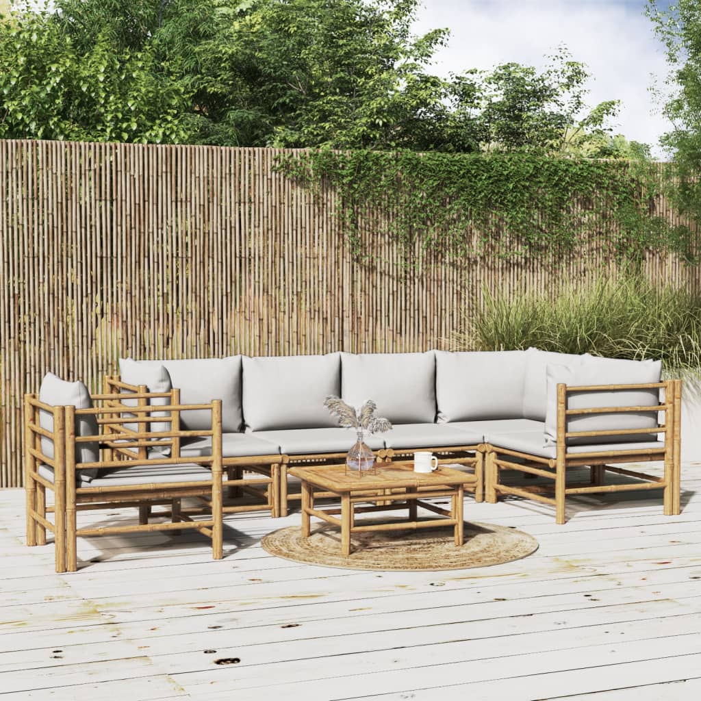 Set Salotto da Giardino 7pz con Cuscini Grigio Chiaro BambÃ¹