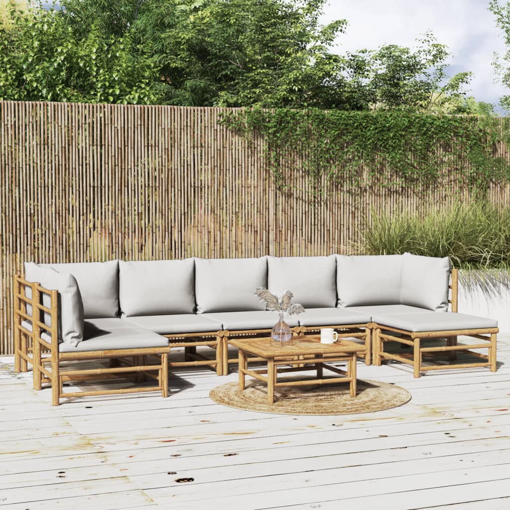 Set Salotto da Giardino 8pz con Cuscini Grigio Chiaro BambÃ¹