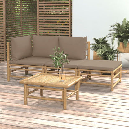 Set Salotto da Giardino 4pz con Cuscini Tortora BambÃ¹