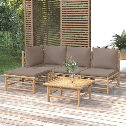 Set Salotto da Giardino 5pz con Cuscini Tortora BambÃƒÂ¹