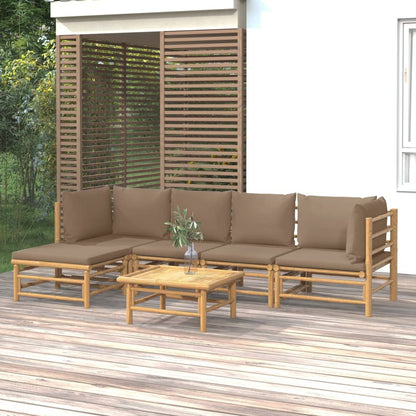 Set Salotto da Giardino 6pz con Cuscini Tortora BambÃƒÂ¹