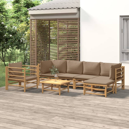Set Salotto da Giardino 7pz con Cuscini Tortora BambÃƒÂ¹