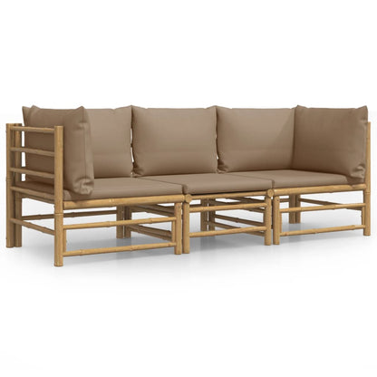 Set Salotto da Giardino 3pz con Cuscini Tortora BambÃƒÂ¹