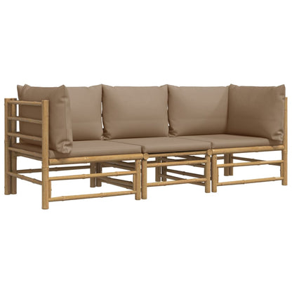Set Salotto da Giardino 3pz con Cuscini Tortora BambÃƒÂ¹