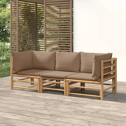 Set Salotto da Giardino 3pz con Cuscini Tortora BambÃƒÂ¹