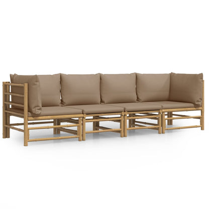 Set Salotto da Giardino 4pz con Cuscini Tortora BambÃ¹