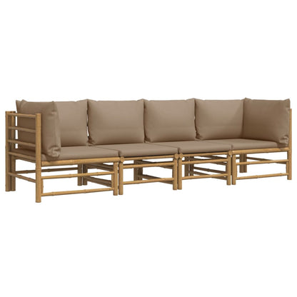 Set Salotto da Giardino 4pz con Cuscini Tortora BambÃ¹