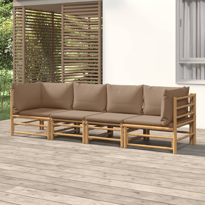Set Salotto da Giardino 4pz con Cuscini Tortora BambÃ¹