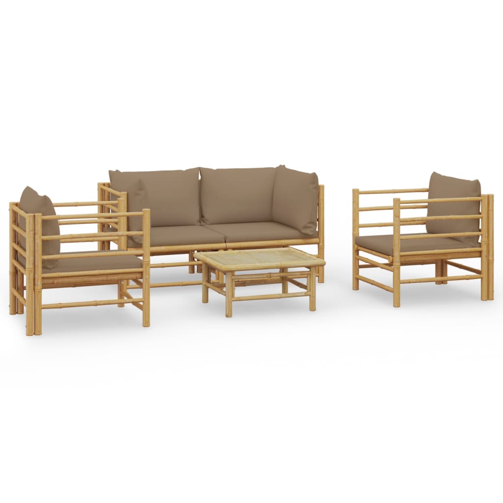 Set Salotto da Giardino 5pz con Cuscini Tortora BambÃƒÂ¹