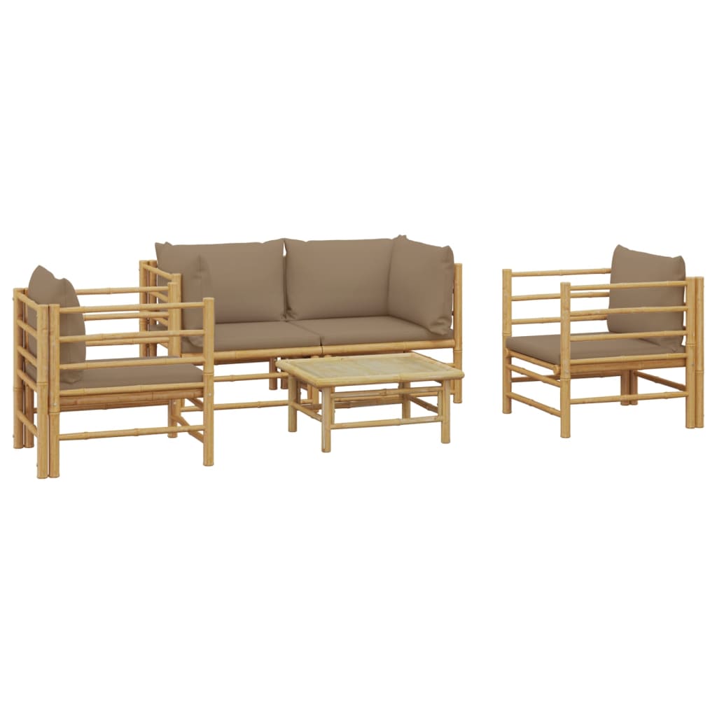 Set Salotto da Giardino 5pz con Cuscini Tortora BambÃƒÂ¹