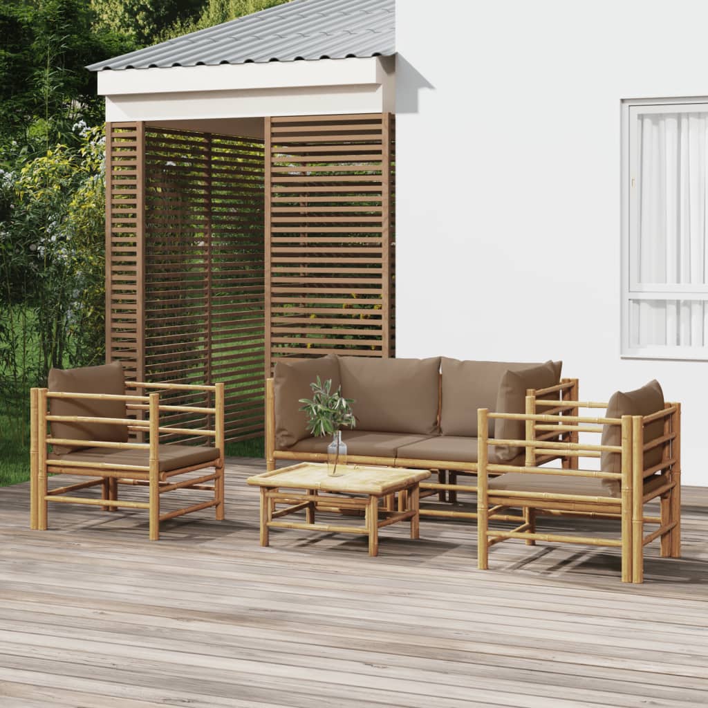 Set Salotto da Giardino 5pz con Cuscini Tortora BambÃƒÂ¹
