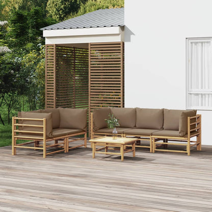 Set Salotto da Giardino 6pz con Cuscini Tortora BambÃƒÂ¹