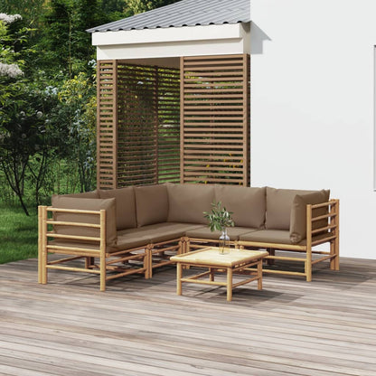 Set Salotto da Giardino 6pz con Cuscini Tortora BambÃƒÂ¹