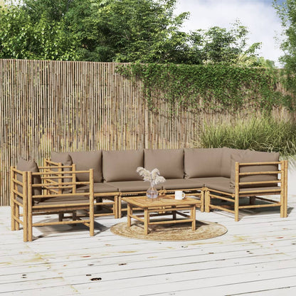 Set Salotto da Giardino 7pz con Cuscini Tortora BambÃƒÂ¹