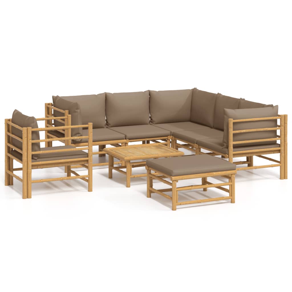 Set Salotto da Giardino 8pz con Cuscini Tortora BambÃƒÂ¹