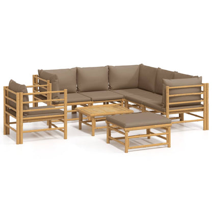 Set Salotto da Giardino 8pz con Cuscini Tortora BambÃƒÂ¹
