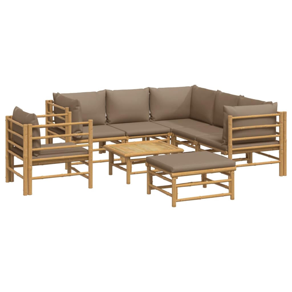 Set Salotto da Giardino 8pz con Cuscini Tortora BambÃƒÂ¹