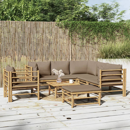 Set Salotto da Giardino 8pz con Cuscini Tortora BambÃƒÂ¹